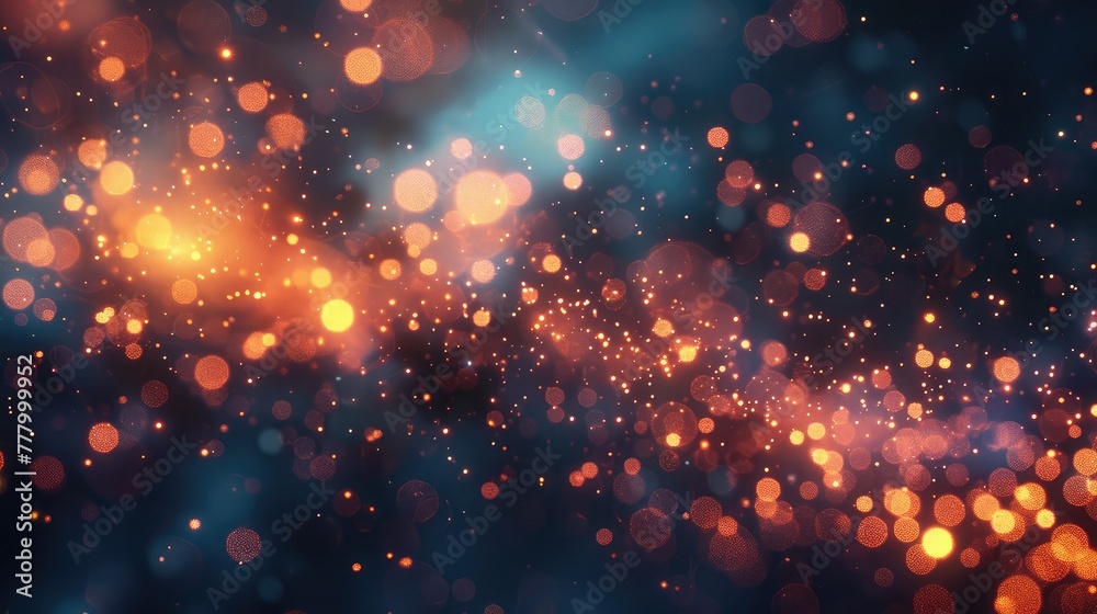 3d rendering of glow particles that fly in air as science fiction of microcosm or macro world or Abstract composition with depth of field and glow in dark with bokeh effects.