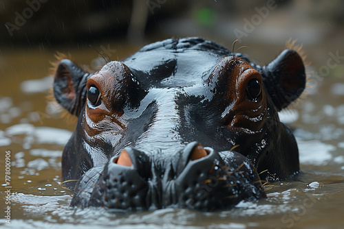 hippopotamus swimming in water
