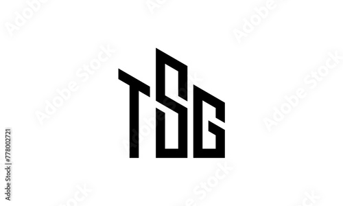 T S G letter logo building shape