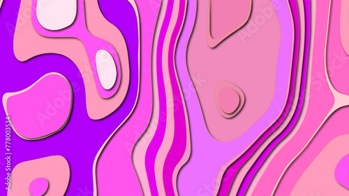 abstract Light Pink paper cut banner waves layers background. multi layer cutout geometric pattern on vector, Topographic canyon map light relief texture. 