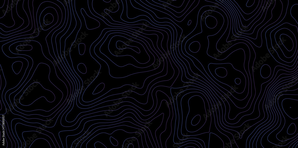 Black background topology and topography colorful gradient lines on it vector design for print works