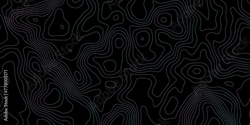 Black background topology and topography colorful gradient lines on it vector design for print works