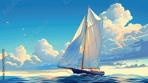 Peaceful Sailing Voyage Across the Tranquil Ocean