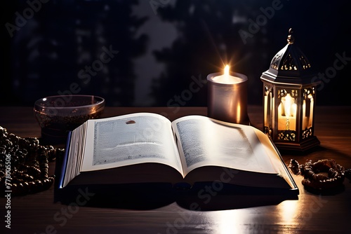 Quiet Corner for Ramadan Reflection: Prayer Mat, Quran, and Soft Moonlight