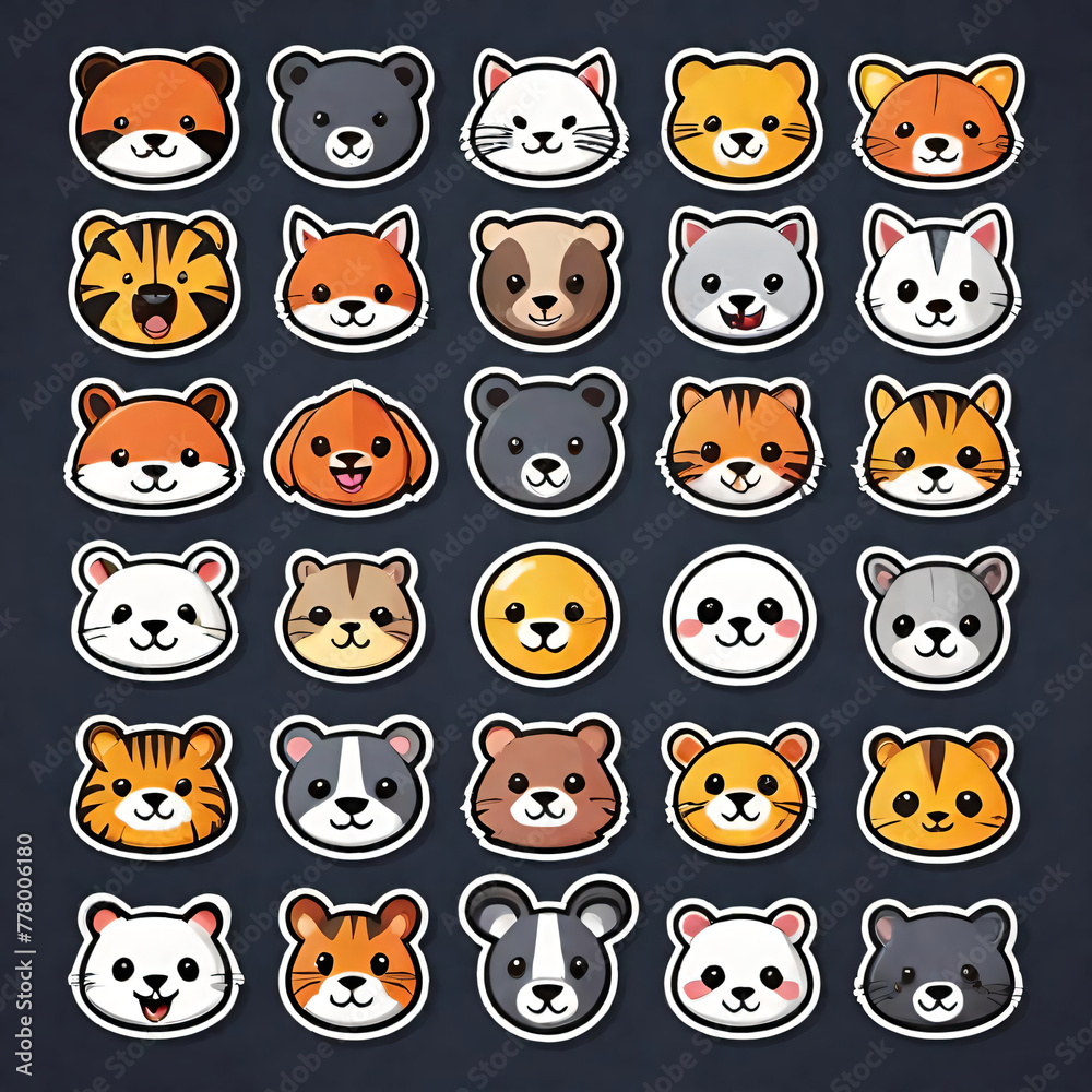 Obraz premium Cute animal icon set