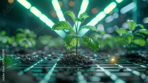 Editing of plant genomes for increased yield, Gene Editing Technology concept, futuristic background © chayantorn