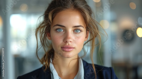 Woman With Blonde Hair and Blue Jacket