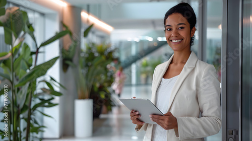Wallpaper Mural Pharmaceutical sales rep portrait in modern medical facility hallway Torontodigital.ca