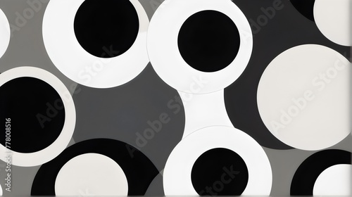 Illustration Black and White abstract background with circles , minimalist abstract background for wallpaper 