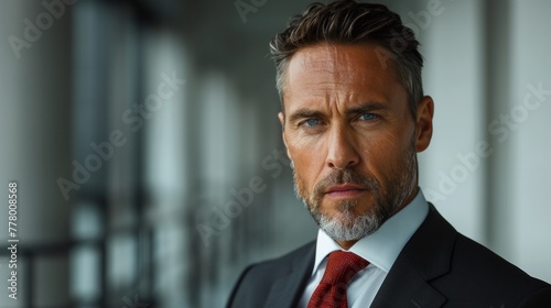 Businessman in Suit and Tie Looking at Camera