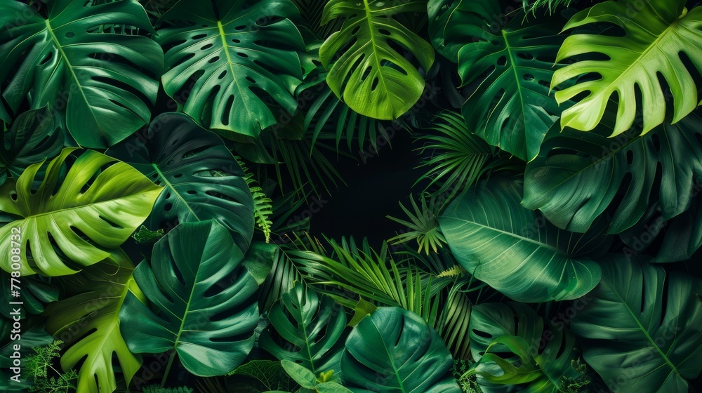 Green Leaves Encircling Blue Circle
