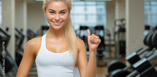 a gym girl giving thumbs up