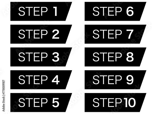 STEPアイコンセットA：台形黒