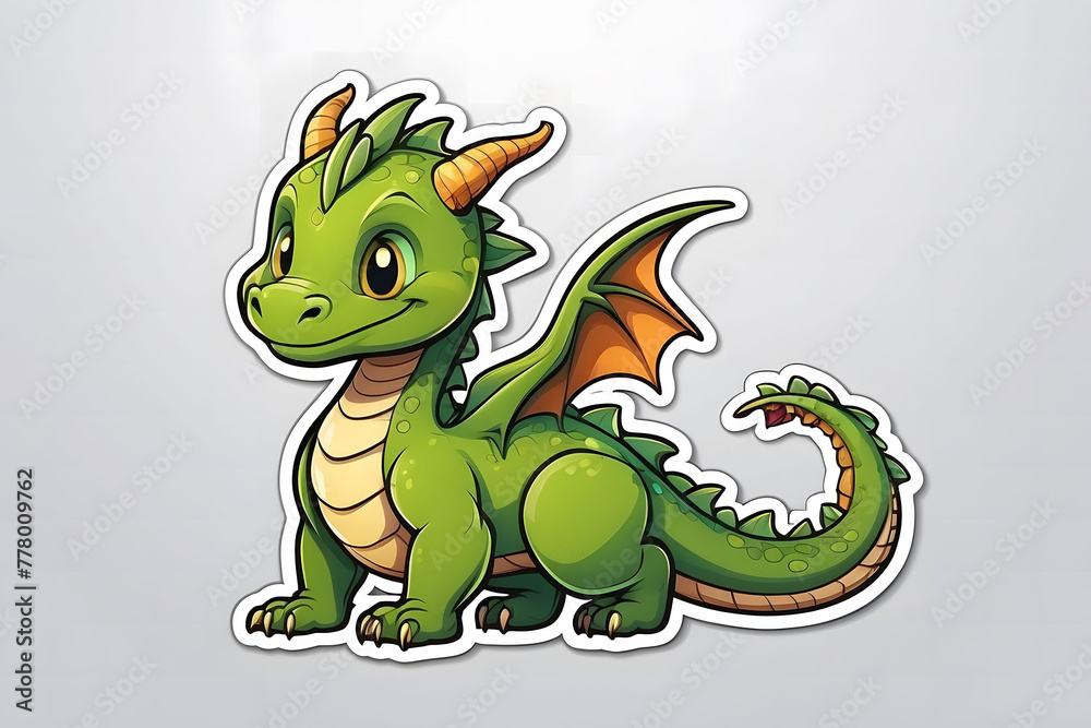 Naklejka premium Sticker of dragons on white background