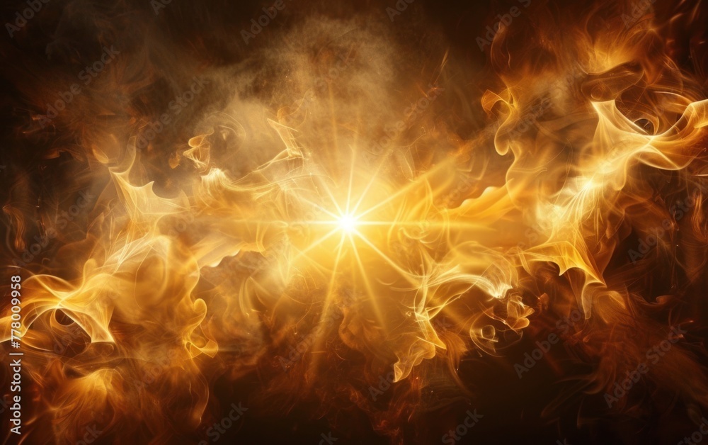 Fiery burst radiating warmth and light