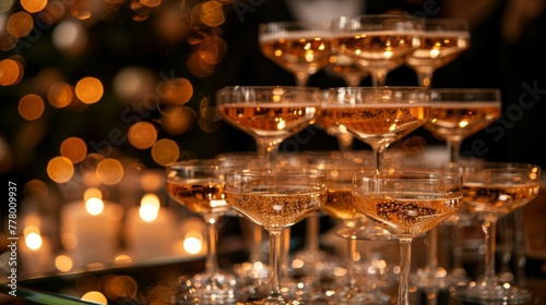 Stack of Wine Glasses on Table