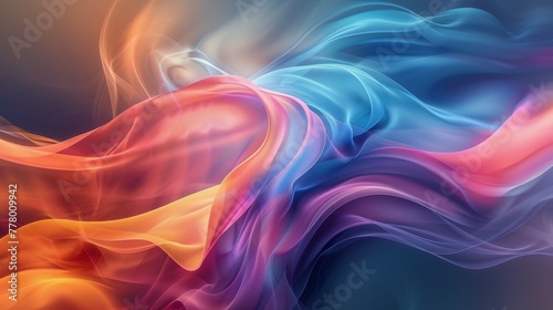 Abstract Painting With Blue, Orange, and Pink Colors