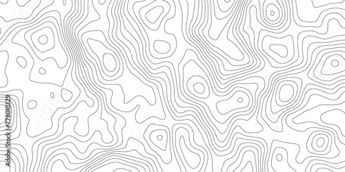 White background black contour topography map texture vector