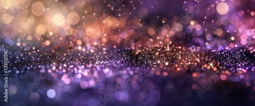 glitter vintage lights background. gold, silver, purple and black. de-focused,blur image of abstract background from spray water, similar to star or galaxy using as wallpaper 