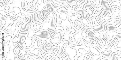White background black contour topography map texture vector