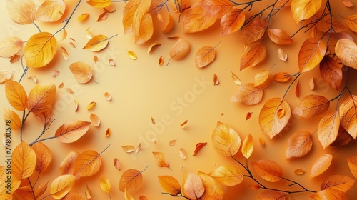 White Wall Covered With Yellow Leaves