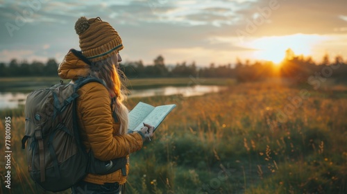 Man Sitting in Field Reading Book