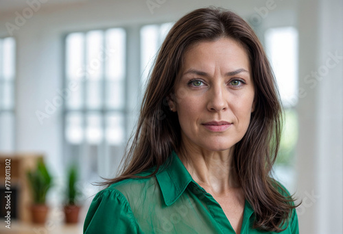 Confident Mature Businesswoman Gazing at Camera photo