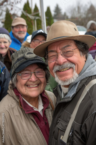 A man and woman are smiling at the camera
