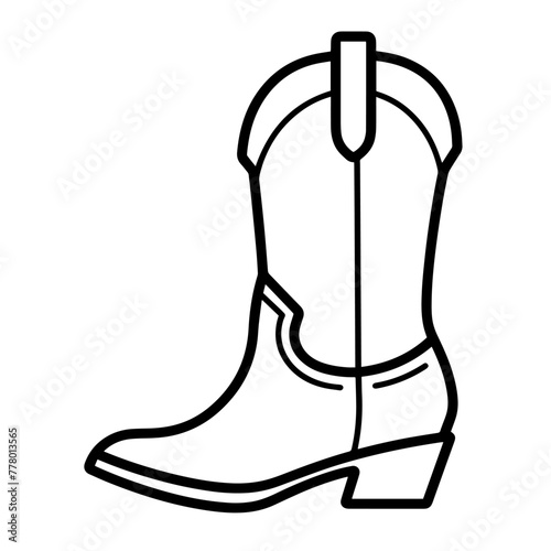 Stylish outline icon of a cowboy boot, ideal for Western-themed designs.