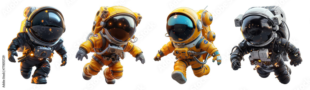 set 3d cartoon character animation, cute little astronaut, generative ai set 3d cartoon character animation, cute little astronaut, generative ai