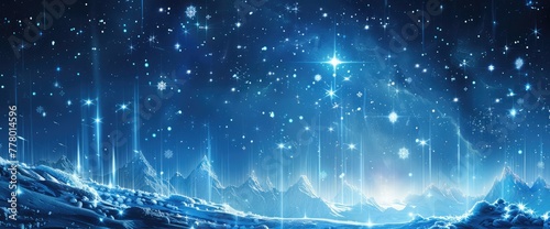 snowflakes and stars descending on background, technology background,Abstract colorful background 