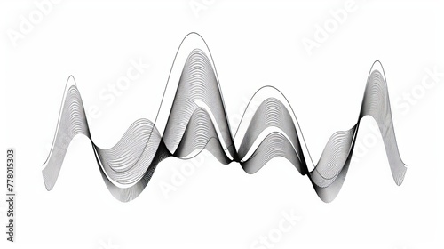 Single Line Drawing style, simple lines consisting of two curves above and below the white background bell curve line.