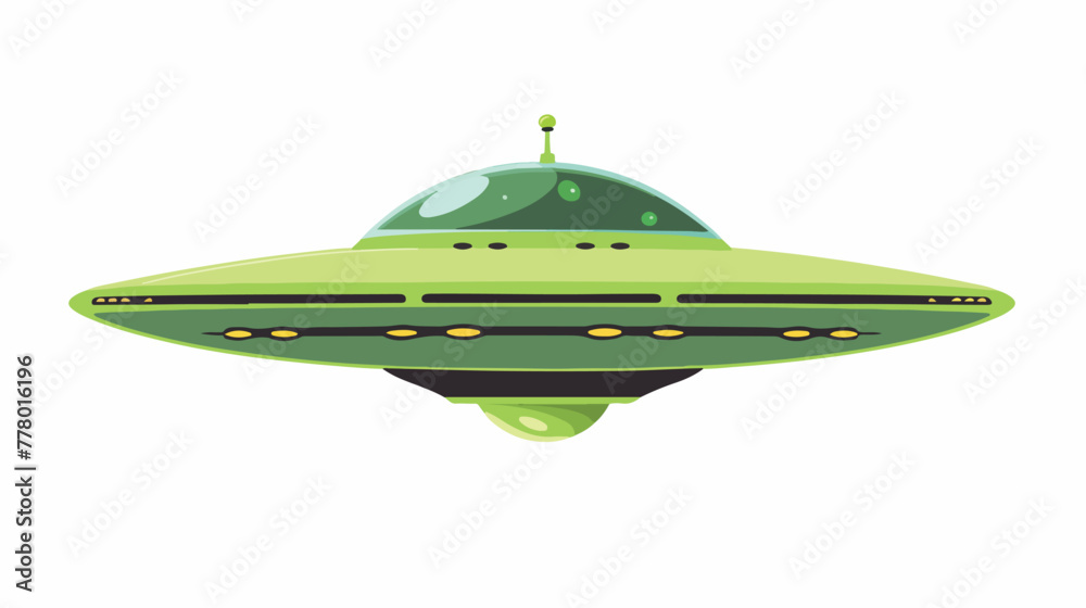 Alien spaceship isolated on white . ufo. green alien