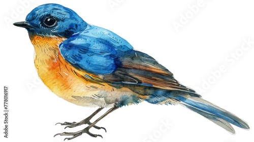 A bird clipart, watercolor illustration clipart, 1500s, isolated on white background. photo