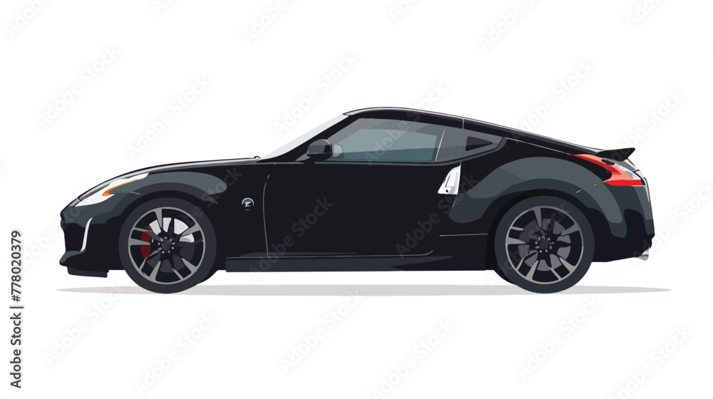 Black small sports car coupe. flat vector