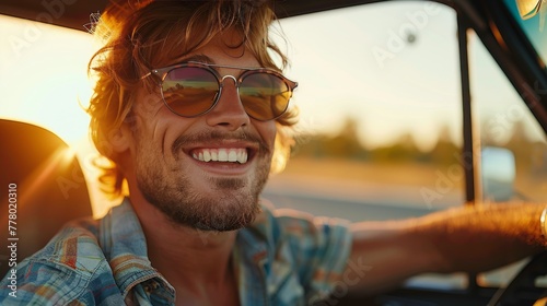 Man Driving Car on Road