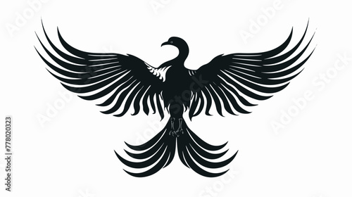 Black silhouette phoenix bird isolated vector flat vector