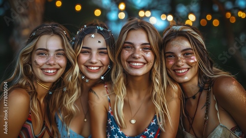 Three Beautiful Young Women Sitting Together