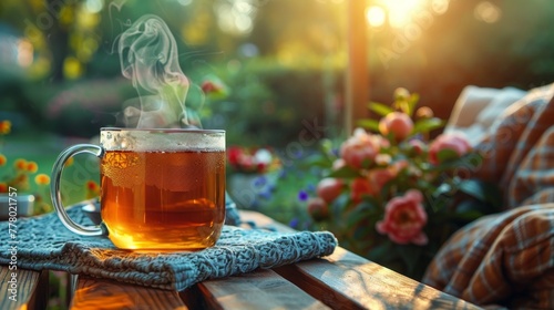 A Cup of Tea on Wooden Table