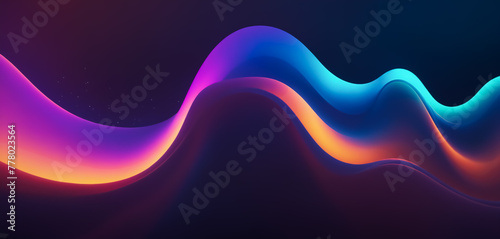 Abstract luminous iridescent glowy wavy colorful gradients 3D background, wallpaper, backdrop, banner.
