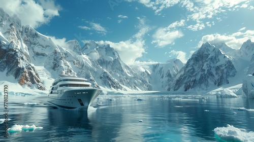 Luxury Yacht Cruising in Serene Antarctic Waters