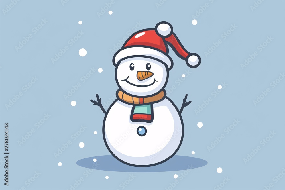 a cartoon snowman with a hat and scarf