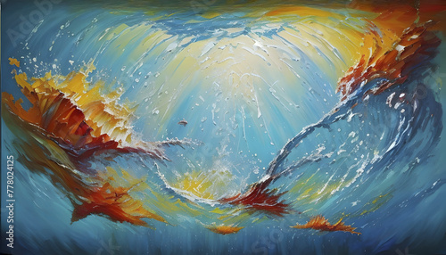 Impasto oil painting of the underwater world.