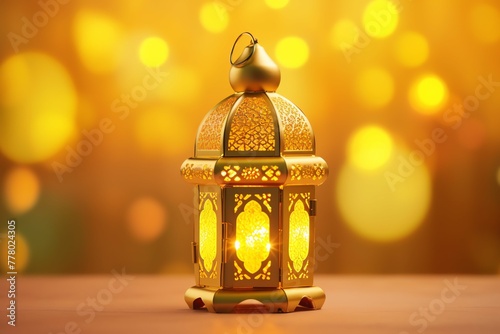 Eid mubarak and ramadan kareem greetings with islamic lantern and mosque. Eid al fitr background  © Realistic AI