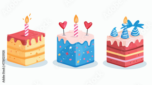 Cake gift boxes birthday celebration vector illustrat
