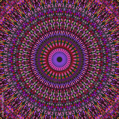 Oriental flower mosaic pattern background - floral psychedelic abstract vector artwork from colorful stones
