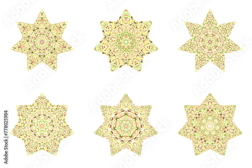 Isolated abstract floral star symbol set - geometrical vector element