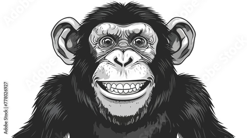 Cartoon chimp ape or chimpanzee monkey smiling cheerfull photo