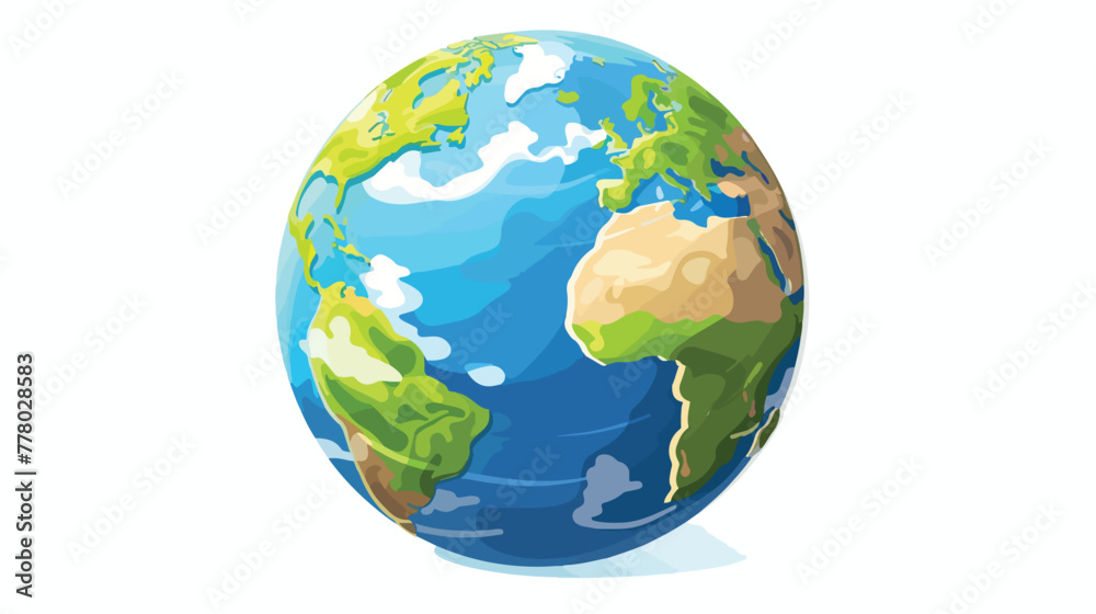 Cartoon planet Earth 3d vector icon on white Background