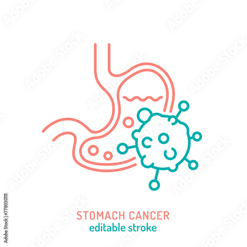 Stomach carcinoma, adenocarcinoma outline icon. Malignant gastric growth sign.